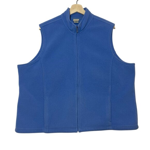 L.L. Bean Jackets & Blazers - LL Bean Vest Women’s Plus Size 2X Blue Fleece Full Zip Pockets Stretch